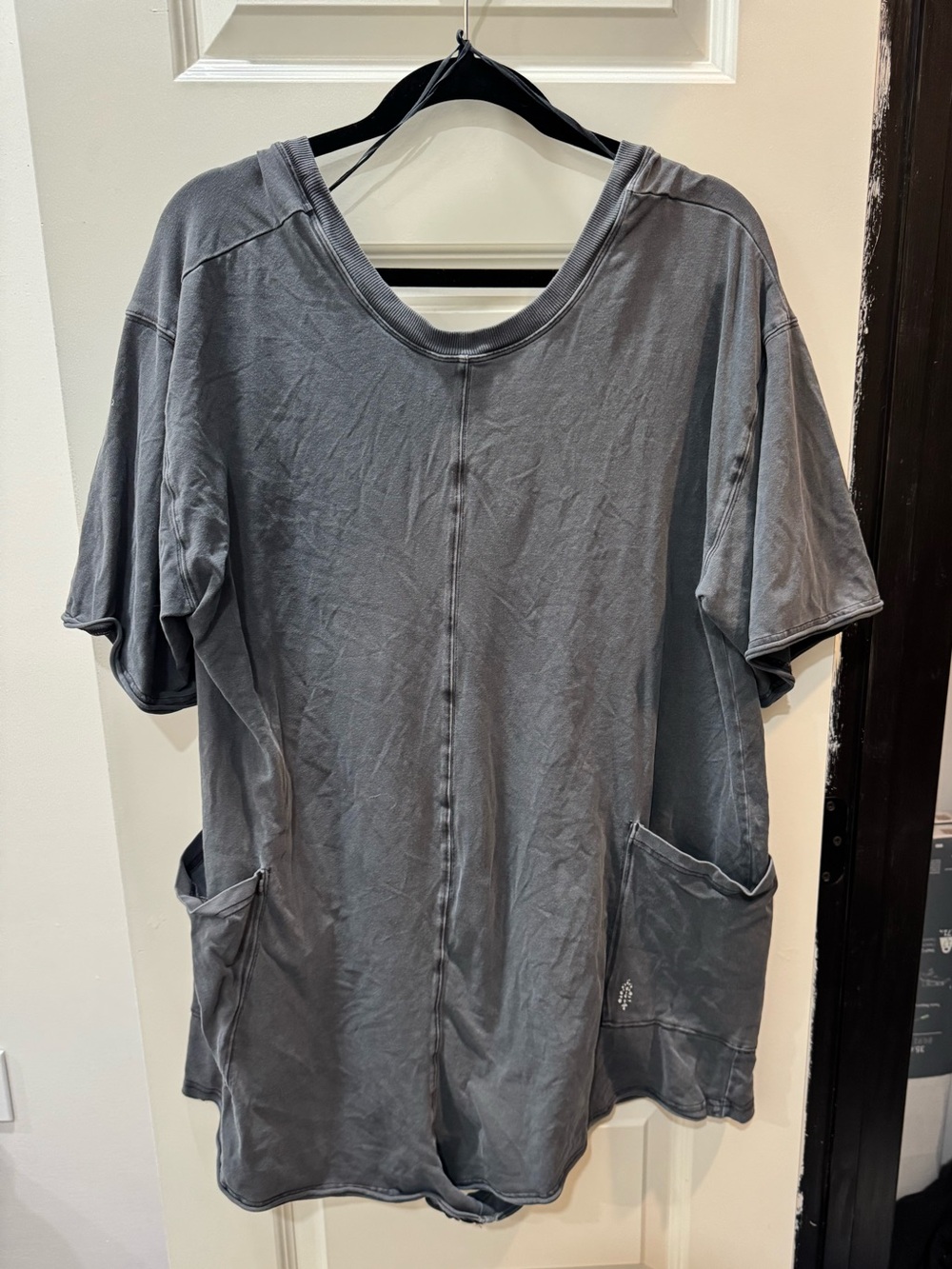 FP Movement by Free People Washed Charcoal Jumpsuit Romper in color “beach fog”
